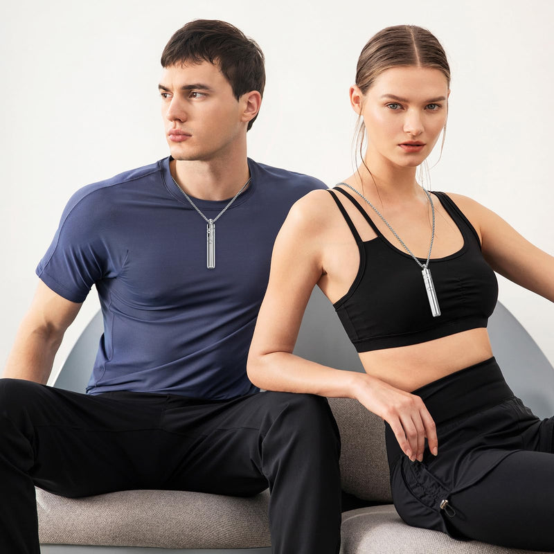 [Australia] - 528 Hz Breathing Necklace, Meditation Necklace, with Diffuser, Anxiety and Stress Relief Through Breath Frequency Sound Therapy and Aromatherapy, Silver 