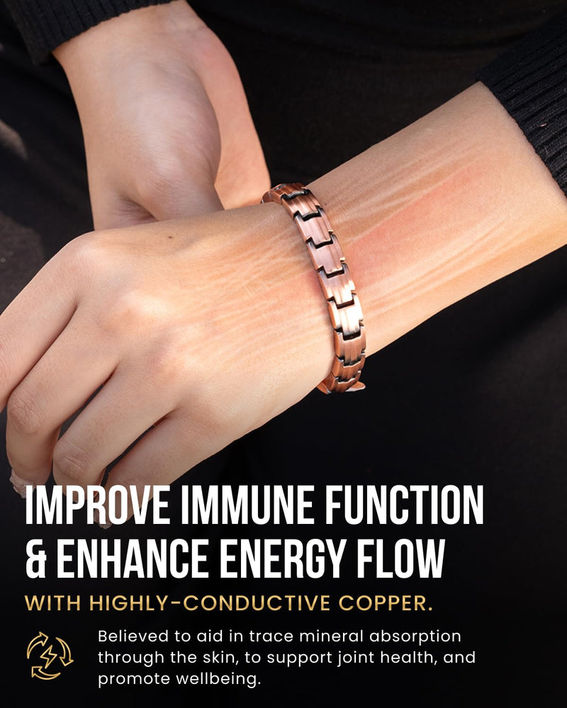 [Australia] - MagnetRX¬Æ Magnetic Copper Bracelets for Women - EllipseMAX 5X Strength 5,000 Gauss Magnets - Designed in USA & Patent Pending - Premium Womens Copper Bracelet with Adjustable Length 5X Strength - EllipseMAX (5,000 Gauss) 