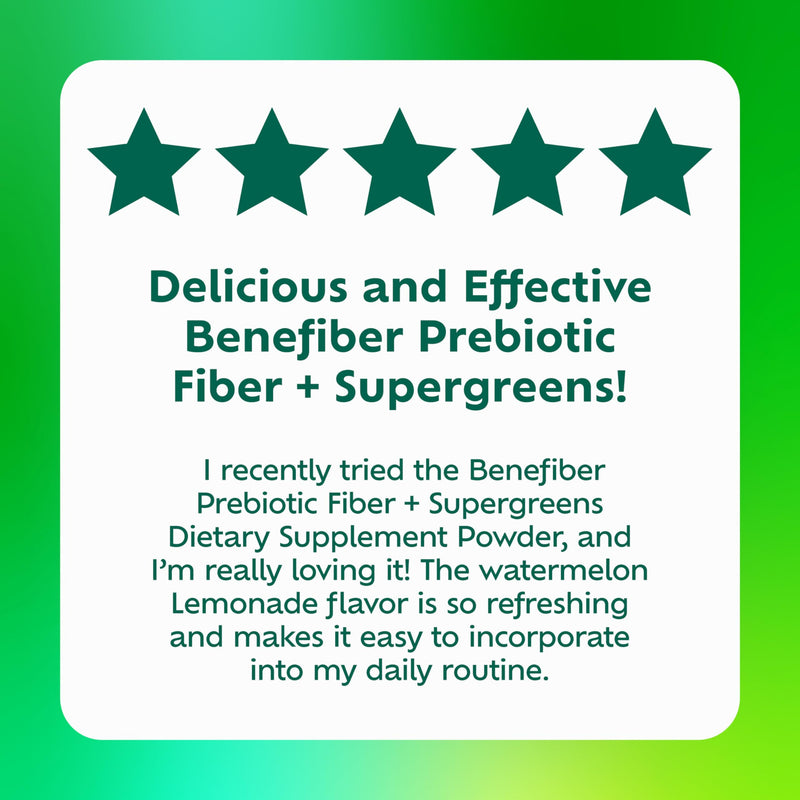 [Australia] - Benefiber Prebiotic Fiber + Supergreens Dietary Supplement Powder, Watermelon Lemonade Flavor, 8.8 oz (250g) 