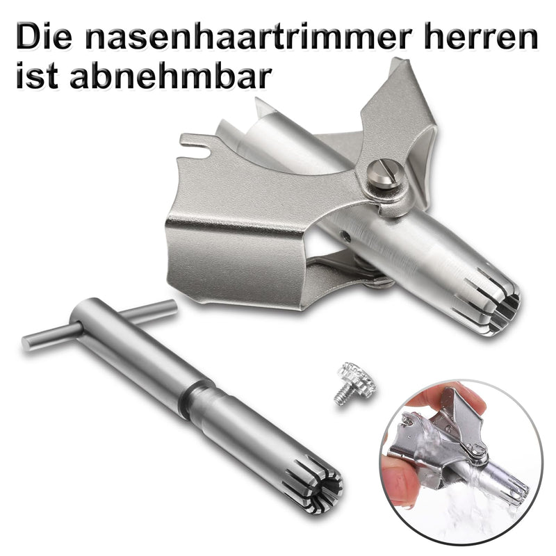 [Australia] - Manual nose hair trimmer with cleaning brush, silver stainless steel nose hair and ear hair trimmer, mechanical nose hair trimmer for home and on the go 1 