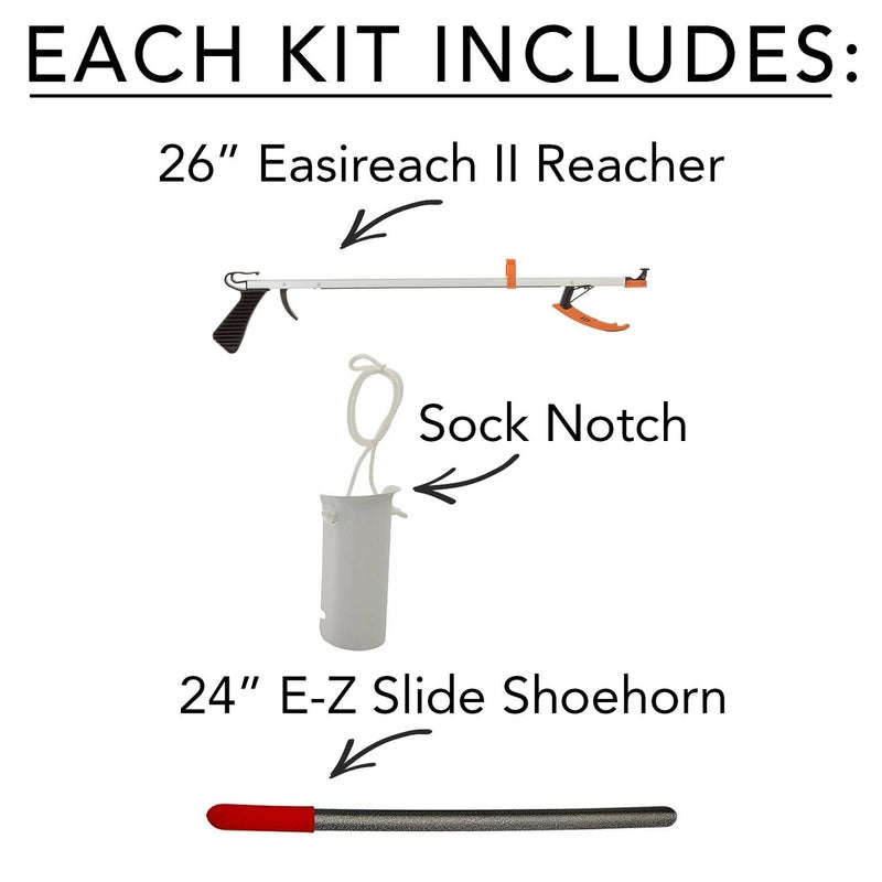 [Australia] - Sammons Preston 49647 Basic Assistive II Device Kit, Long Handle Extension Tools, Sock Aid and 26" Reacher Kit with 26" reacher 