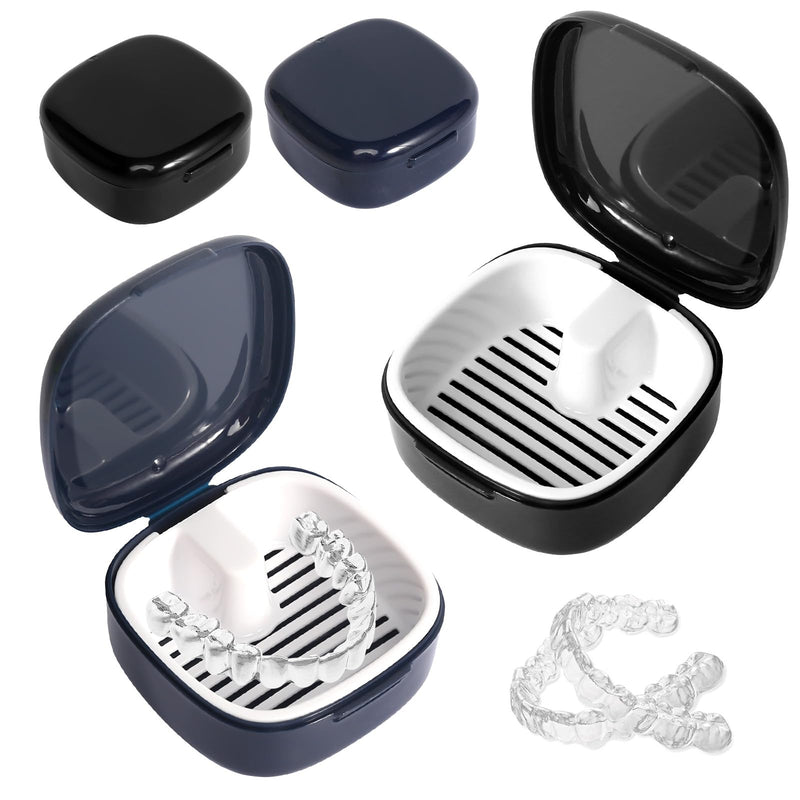 [Australia] - Braces box, denture box, 2 pieces, tooth rescue box, portable denture box with sieve, tooth splint box for false teeth, storage, cleaning 