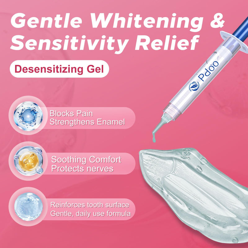 Pdoo Teeth Whitening Kit with LED Light for Sensitive Teeth, Fast Results for Brightening at Home, Teeth Whitening Gel Helps Remove All Kinds of Stains