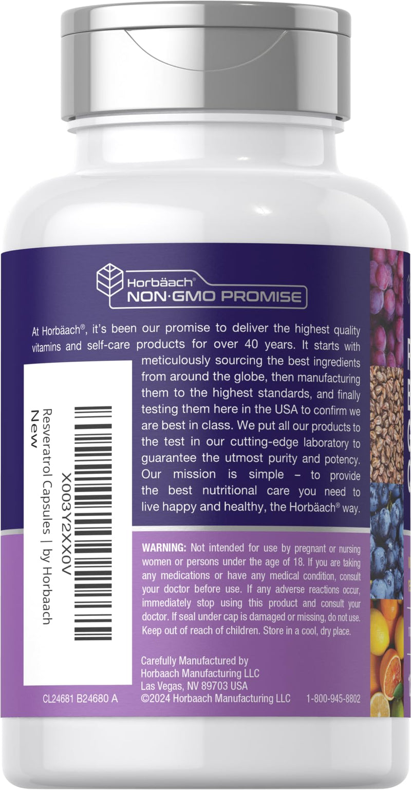 Horbäach Resveratrol Berberine Grape Seed & Quercetin | with Blueberry & Red Wine Extract | 120 Capsules | Non-GMO, Gluten Free Supplement