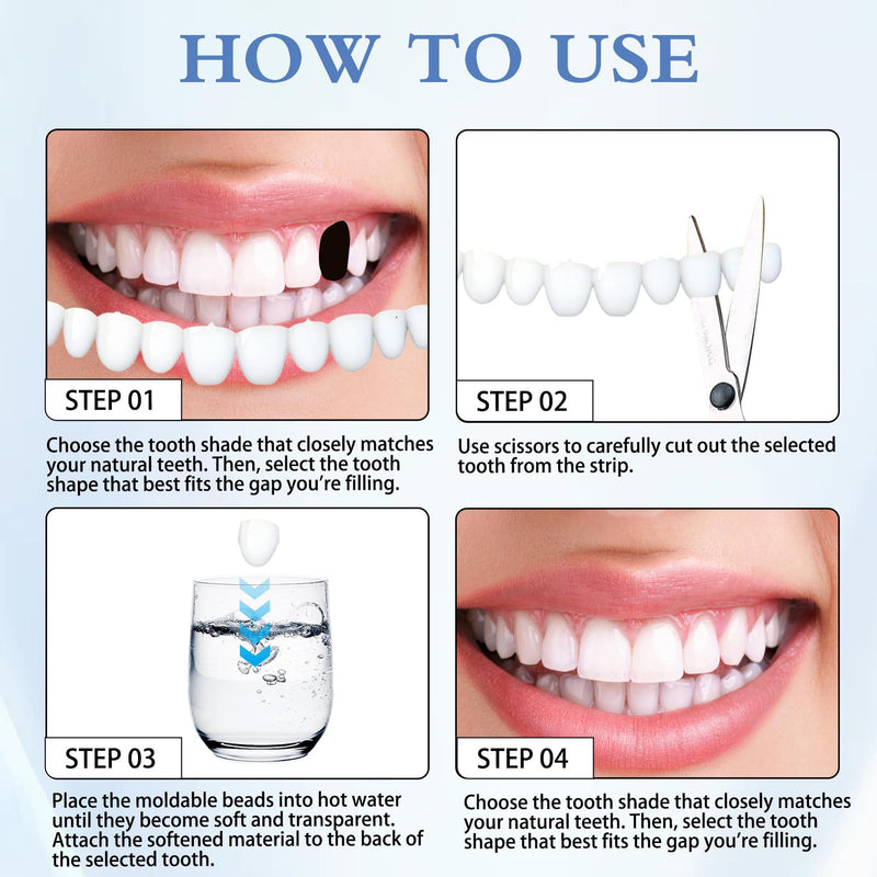 [Australia] - Tooth Repair Kit 6PCS, Temporary Natural Shade for Filling Broken or Missing Tooth, Moldable Thermal Beads Replacement Kit for Easy Teeth Repairs 