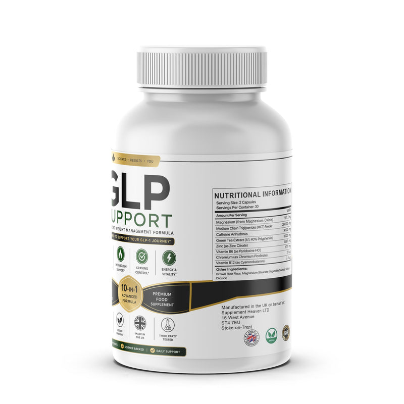 GLP Support Advanced Weight Management Capsules | GLP-1 Inspired Metabolism & Craving Support Formula | Energy & Wellness Supplement with Green Tea, Chromium & MCT | 60 Vegan Capsules