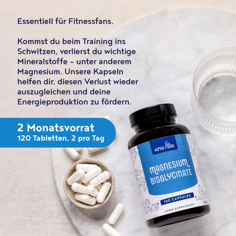 [Australia] - Magnesium bisglycinate | 120 capsules | 1500 mg magnesium glycinate per daily dose, of which 300 mg elemental magnesium | Vegan | High dosage | Alpha Foods 