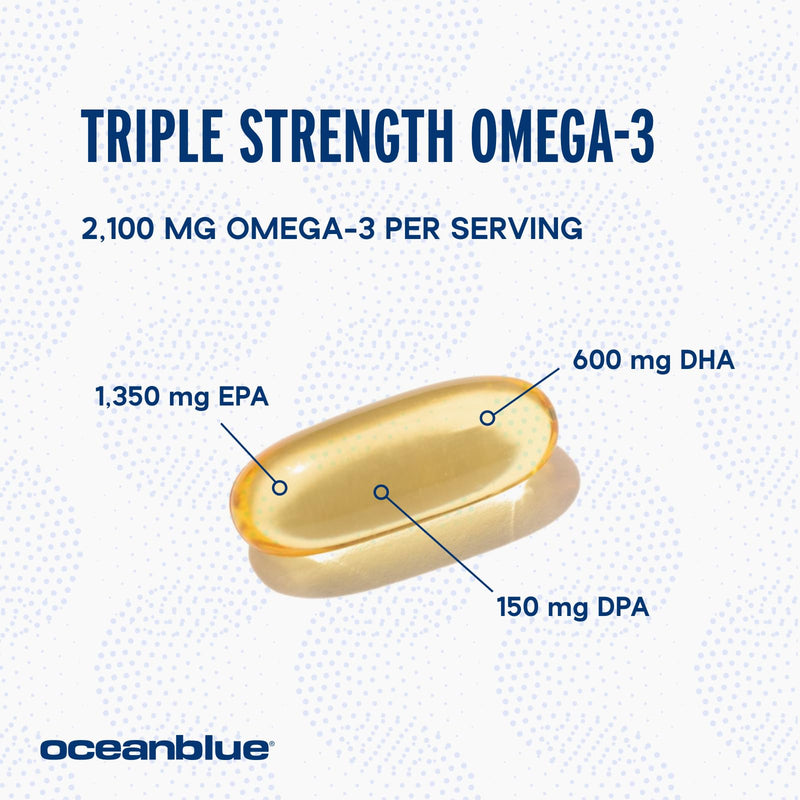 [Australia] - Oceanblue Professional Omega-3 2100 – 180 ct – Triple Strength Burpless Fish Oil Supplement with High-Potency EPA, DHA, DPA – Wild-Caught – Orange Flavor (90 Servings) 