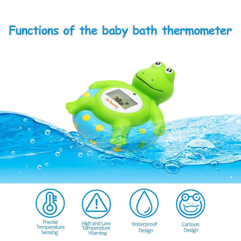 [Australia] - Doli Yearning Baby Bath Thermometer with Room Temperature| Fahrenheit and Celsius|Frog Lovely Shape|Kids' Bathroom Safety Products| Bath Toys… Blue 