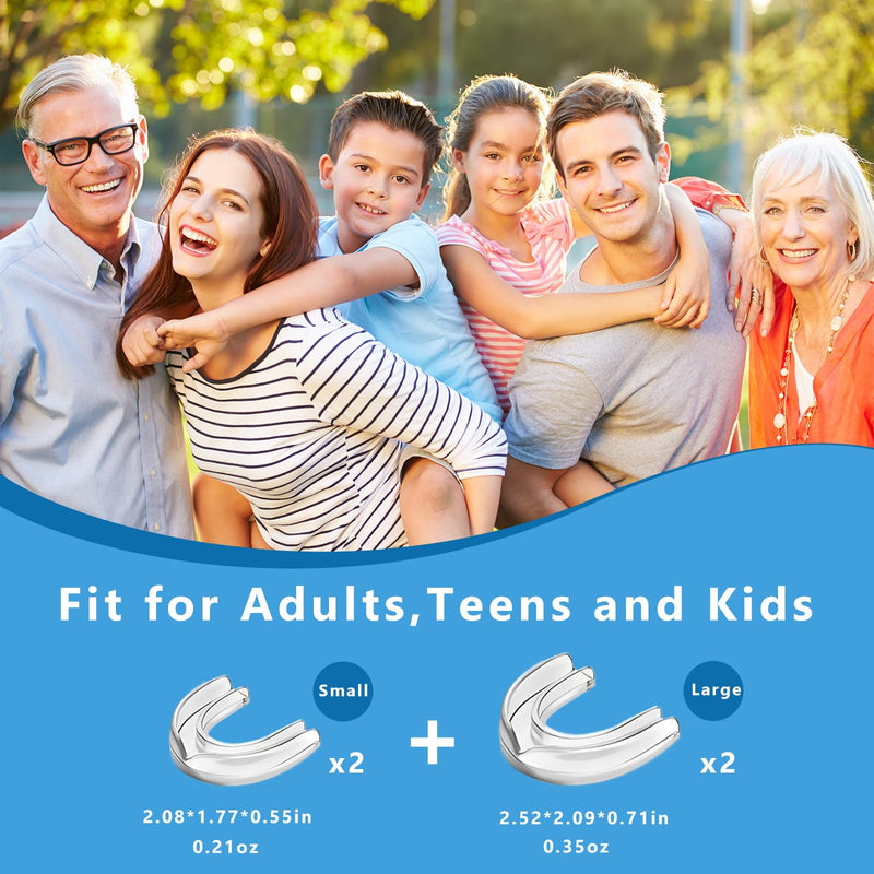 [Australia] - Mouth Guard for Grinding Teeth at Night, Mouthguards for Grinding of Teeth, Night Guards for Teeth Grinding, Reusable Mouth Guard for Sleeping, Bite Guard(2 Sizes, 4 Pcs) New 4 Count 