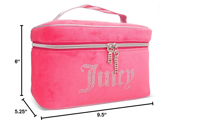 Juicy Couture Pink Rhinestones Makeup Bag Cosmetics Organizer Travel Essentials Set