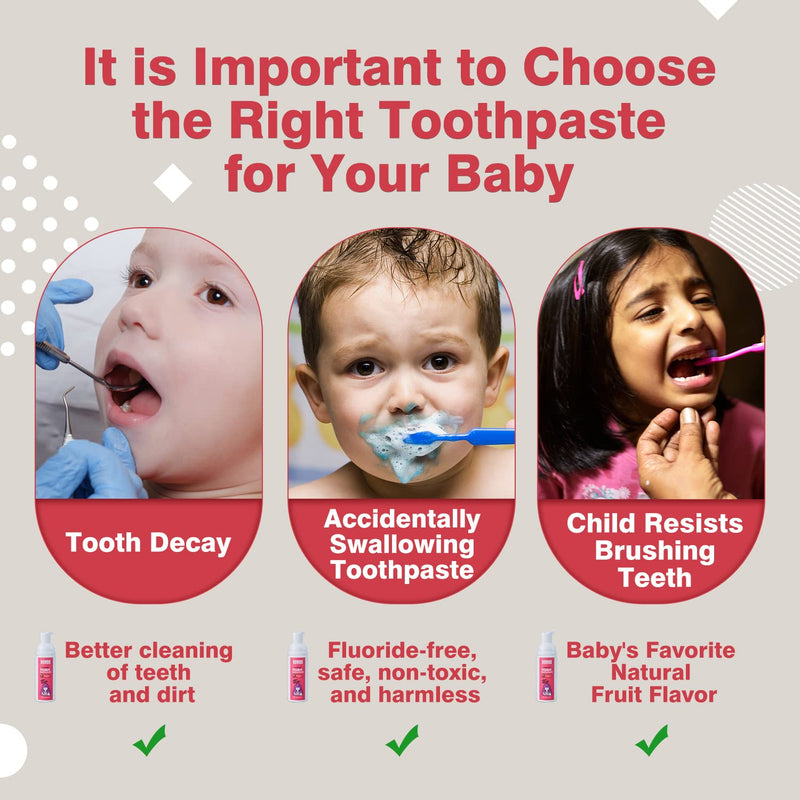 [Australia] - NOHOO Fluoride Free Foam Toothpaste Kids Fruit Flavour,Natural Training Toothpaste for Baby Toddler Children Oral Cleaning and Cavity Protection Strawberry Orange Peach Cantaloupe Strawberry+Orange+Peach+Cantaloupe 2.1 Fl Oz (Pack of 4) 