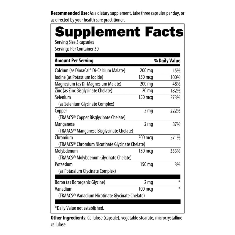 [Australia] - Designs for Health Complete Mineral Complex - Essential + Trace Minerals Supplement with Magnesium Malate, Chromium, Zinc + More - Iron-Free Multi Minerals Blend - Vegan + Gluten Free (90 Capsules) Standard Packaging 
