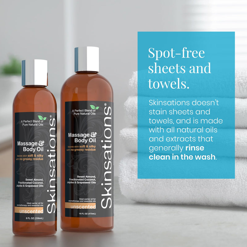[Australia] - Unscented Massage Oil for Massage Therapy - 16oz | Silky-Soft Blend of Sweet Almond Oil, Fractionated Coconut Oil, Grape Seed and Jojoba | Fragrance-Free Body Oil, Gift Ideas Unscented 16 Fl Oz (Pack of 1) 
