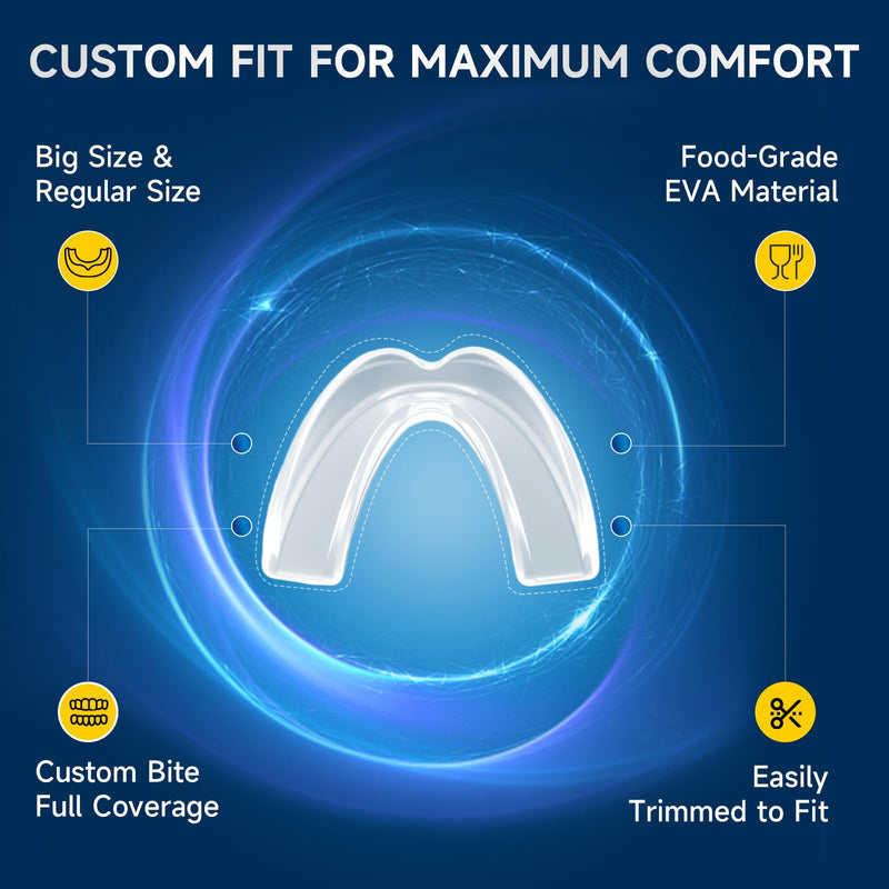 GBN Mouth Guard - Custom Fit Night Guards for Grinding Teeth at Night - Comfortable Mouth Guard - Nightguard with 2 Sizes, 12 Cleaning Tablets