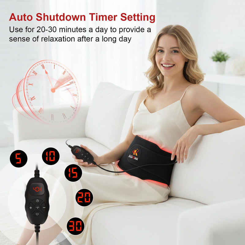 Red Light Therapy for Body,120 LEDs Infrared Light Therapy Wrap Belt for Waist,Upgraded 3 in 1 Led Beads,660nm Red Light &850nm Near Infrared Light Device for Back with Timer 120LEDS