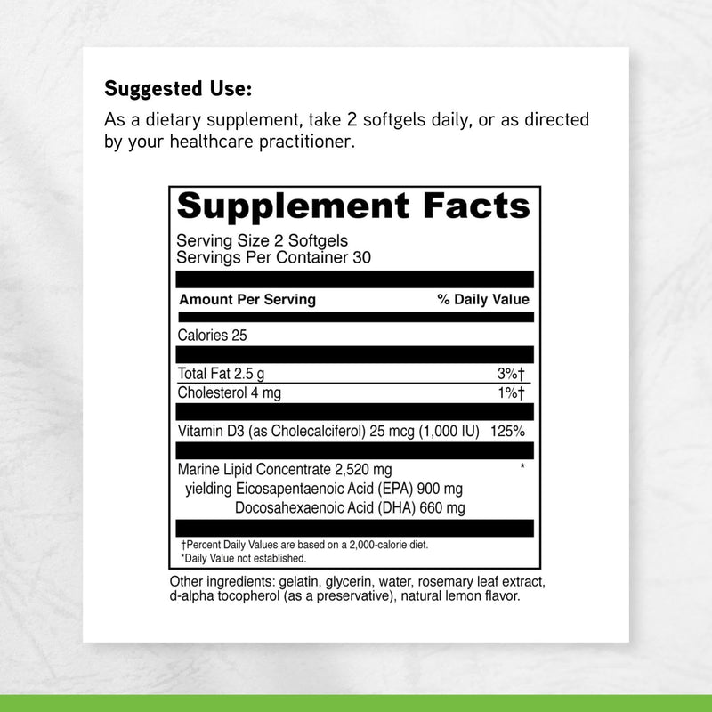 DAVINCI Labs Omega 3 HP-D - Dietary Supplement to Support Immune System, Healthy Joints and Cardiovascular and Skin Health* - with Vitamin D3 and More - Gluten-Free - 60 Softgels