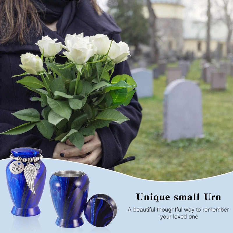 [Australia] - Dletay Small Urns for Human Ashes 2.85 Inch Mini Cremation Urns for Mom Dad Aluminum Keepsake Urns for Ashes Mini Keepsake Sharing Urns-Navy Blue Navy Blue 