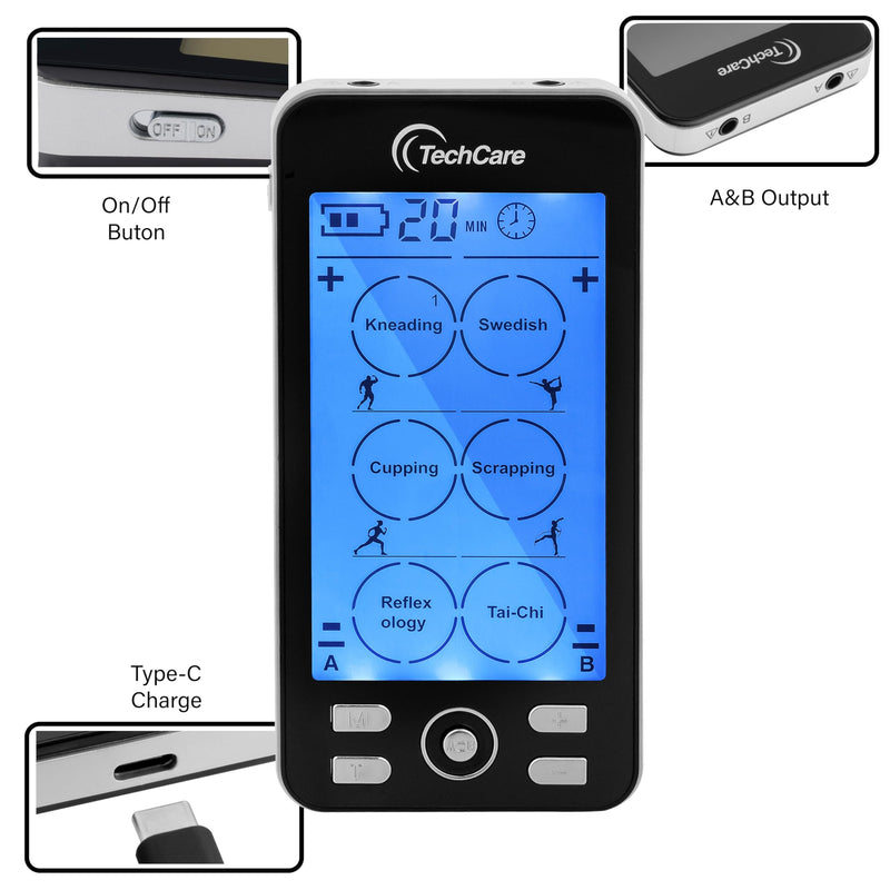 TENS EMS Unit Muscle Stimulator for Pain Relief – Dual Channel Electric Pulse Massager, 24 Therapy Modes, 20 Intensity Levels, Rechargeable Nerve & Muscle Therapy Device, 30 Pads
