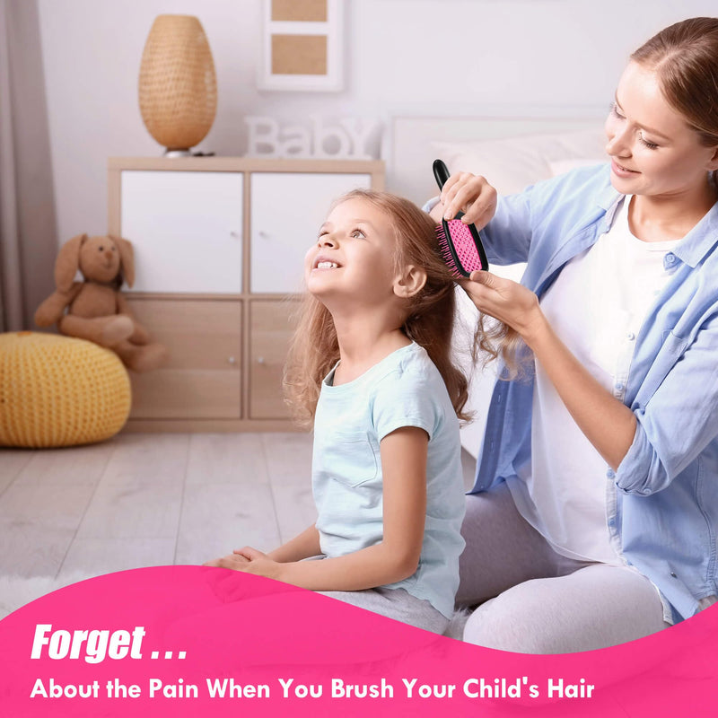 4 Pack Vented Detangling Hair Brush - Detangler Hairbrush with Soft Bristles for Effortless Tangle Free - Ideal for Wet Dry or Curly Damaged Hair for Women Men Kids 4 Pack Vented Hair Brush Black+Black+Black+Black