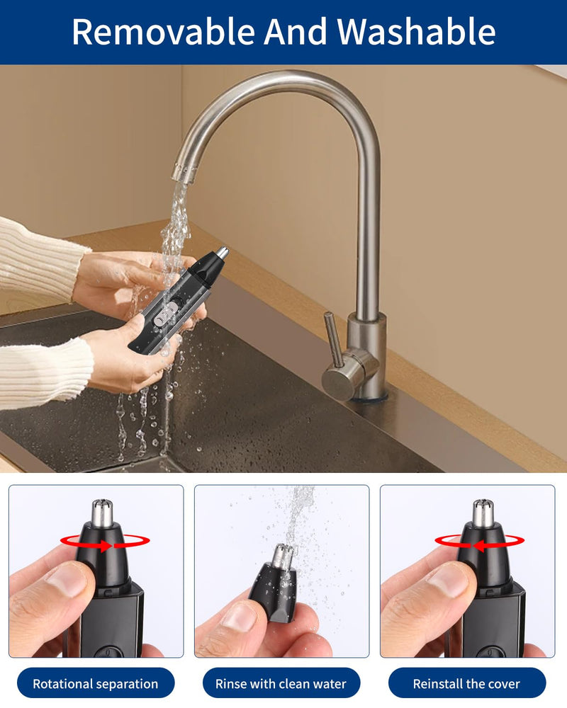 [Australia] - Nose hair trimmer for men, USB rechargeable nose hair trimmer, 3 in 1 ear hair trimmer, eyebrow trimmer, nose hair trimmer for women for trimming 