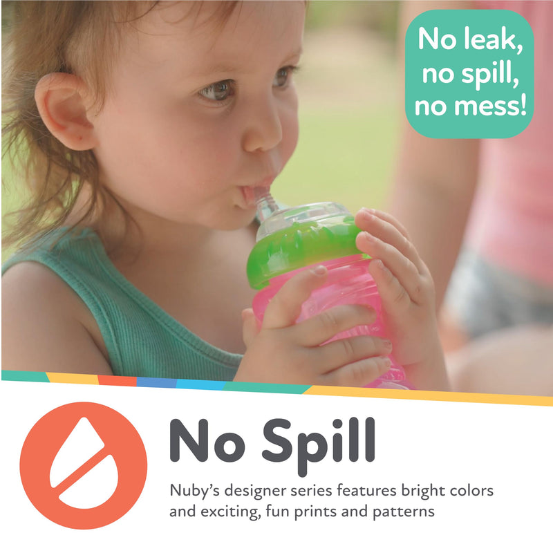 [Australia] - Nuby No-Spill Sippy Cup with Flex Straw - (3-Pack) 10-Ounce Bottles - Sippy Cups for Toddlers 12+ Months - Neutral Color Training Cups for Toddlers Soft Straw 10.1 Ounces Blue, Green & Yellow 