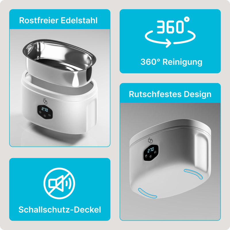 [Australia] - KLARBERG® ultrasonic cleaning device for glasses, jewelry and much more. I 600ml ultrasonic cleaner I ultrasonic bath for deep cleaning I ultrasonic cleaner, glasses cleaning device (600ml) 