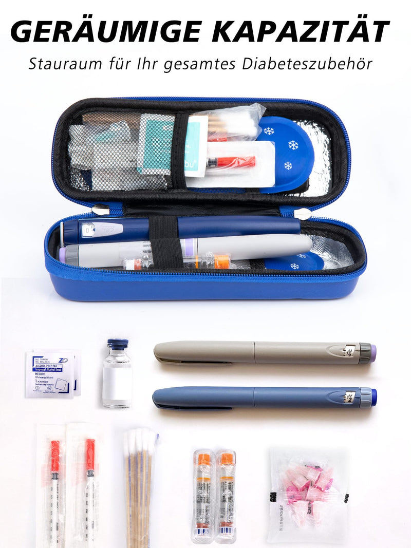 [Australia] - YOUSHARES Insulin Cooler Bag with 2 TSA Ice Packs, Mini Medicine Cooler Box for Travel, Insulated Bag Small Case for Epipen, Insulin Pen, Insulin, Other Medication Accessories, Diabetic Bag (Blue) H2-Blue 