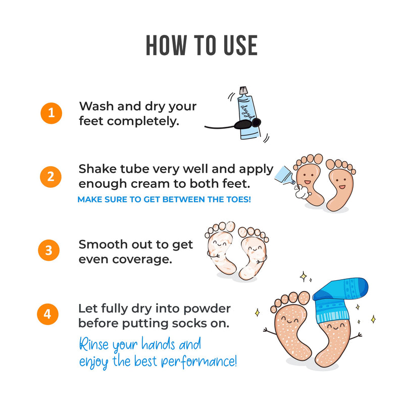 Foot Powder Cream Lotion Deodorant, 5 oz – Talc-Free Leave-On Foot Cream with Tea Tree & Peppermint – Helps Absorb Moisture & Reduce Foot Odor – Low-Mess Formula for Men & Women