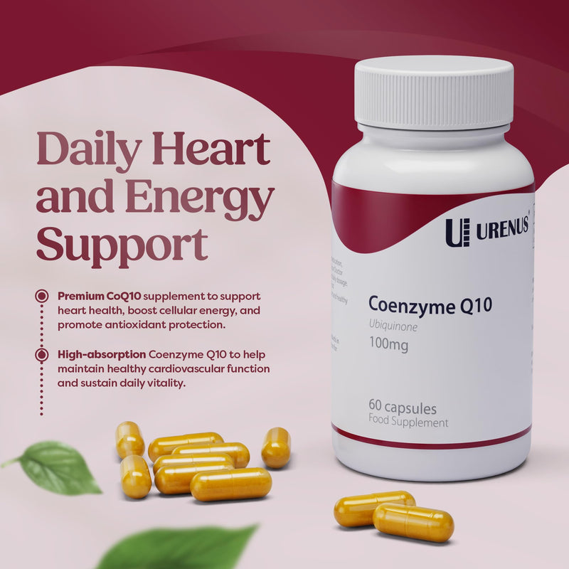 CoQ10 100 mg – Ubiquinone for Heart Health, Energy & Antioxidant Support – High Absorption Coenzyme Q10 Supplement – 60 Vegan Capsules – Made in UK