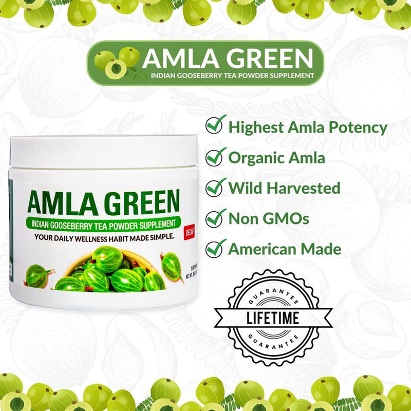 [Australia] - Amla Powder & Decaf Green Tea Superfood Supplement, 20x Ultra Concentrated Amla, Antioxidant Support, Made with Oolong Tea and Indian Gooseberries, Organic, Vegan, Decaf, 30 Servings 30 Servings (Pack of 1) 