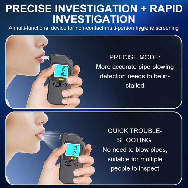 Breathalyzer, Breathalyzers for Alcohol with LCD Digital, Display Alcohol Breathalyzer Tester for Home Use, Portable Breath Alcohol Tester with 15 Mouthpieces (Black)