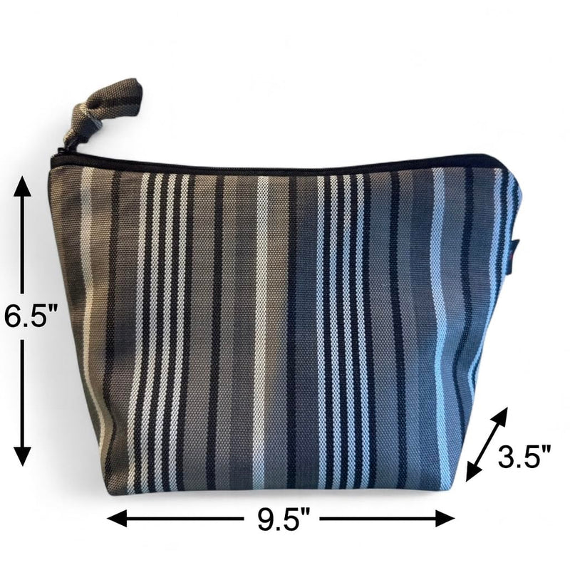 Handmade Zippered Cosmetic Bag – Textured Fabric with Cotton Lining – 9.5 x 6.5 x 3.5 in
