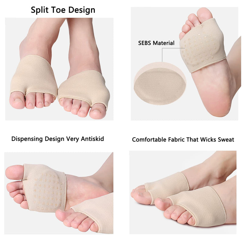 [Australia] - Metatarsal pads for women, 2 pairs of ball of foot pads, forefoot, ball of foot cushions for men, shoe pads, foot pads for pain relief with soft, breathable Lycra fabric (S) S 