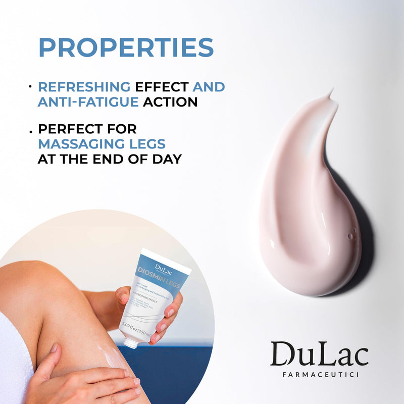Dulac - Diosmin Legs, Refreshing Gel Cream for Daily Leg Care, 5.07 Fl Oz | With Diosmin, Menthol, Horse Chestnut, Butcher's Broom and Red Vine, Cooling Refreshing, Fast-Absorbing, Made in Italy DiosminLegs