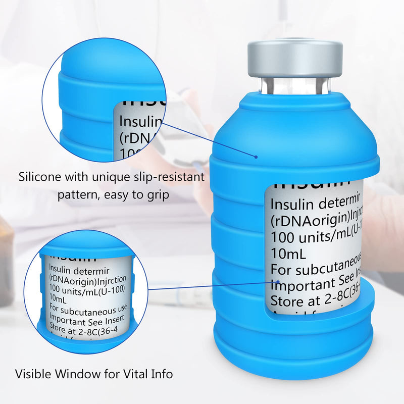 [Australia] - Insulin Via Bottle Protector Case for Diabetic, Insulin Vial Holder Silicone Protective Sleeve to Protect Your Insulin Vial from Breaking, for Most 10ML Insulin Vials, 2-Pack (Short-Blue) Short-Blue 