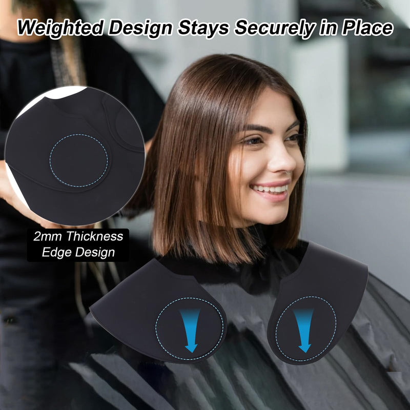 Hair Cutting Collar with Guidelines – Waterproof Silicone Cutting Cape & Weighted Neck Wrap for Hair Stylist, Barber Shop, Salon & Home Use – Large Haircut Mat for Precise Styling - Black