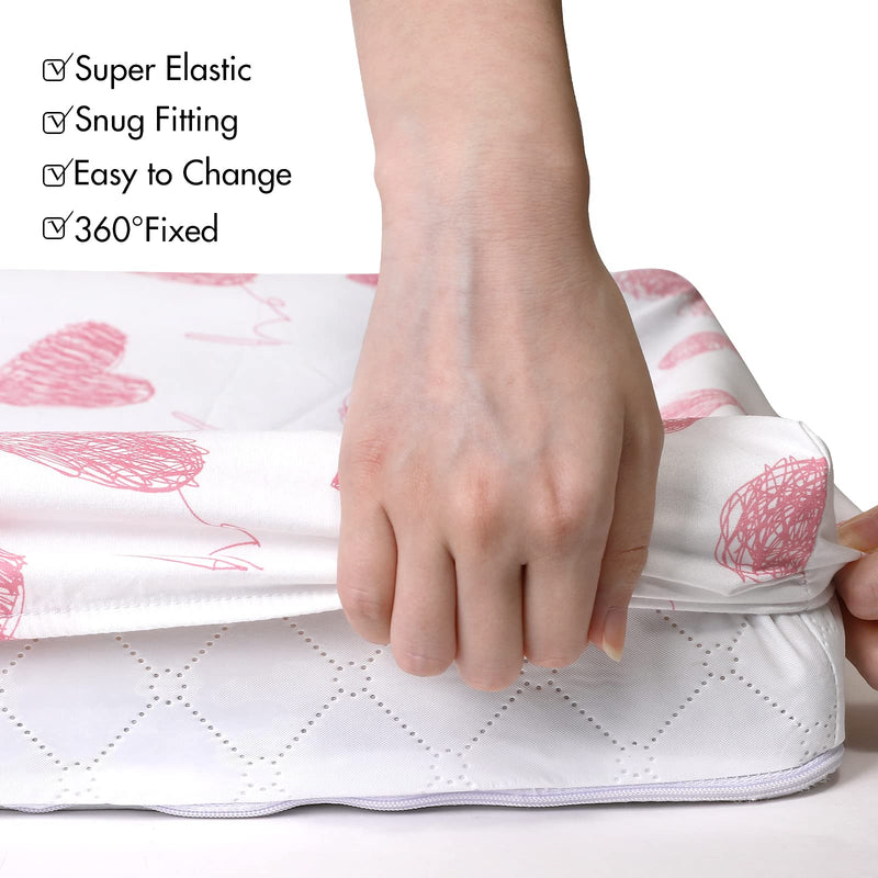 [Australia] - Gllquen Baby Bassinet Sheets 4 Pack, Breathable Cozy Fitted Mattress Sheet, Elastic Travel Crib Fashionable Floral Pattern, Standard Cradle Safe Sheets for Baby Boy Girls 32"X16"(Love) Love 