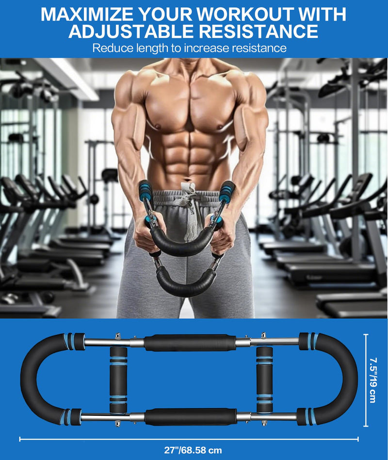 [Australia] - Twister Arm Trainer, 40-100lb Adjustable Chest Workout Equipment with 4 Spring & Training Poster, Power Twister Bar Arm Trainer, Portable Power Twister Bar, Detachable Design Fitness Anywhere 