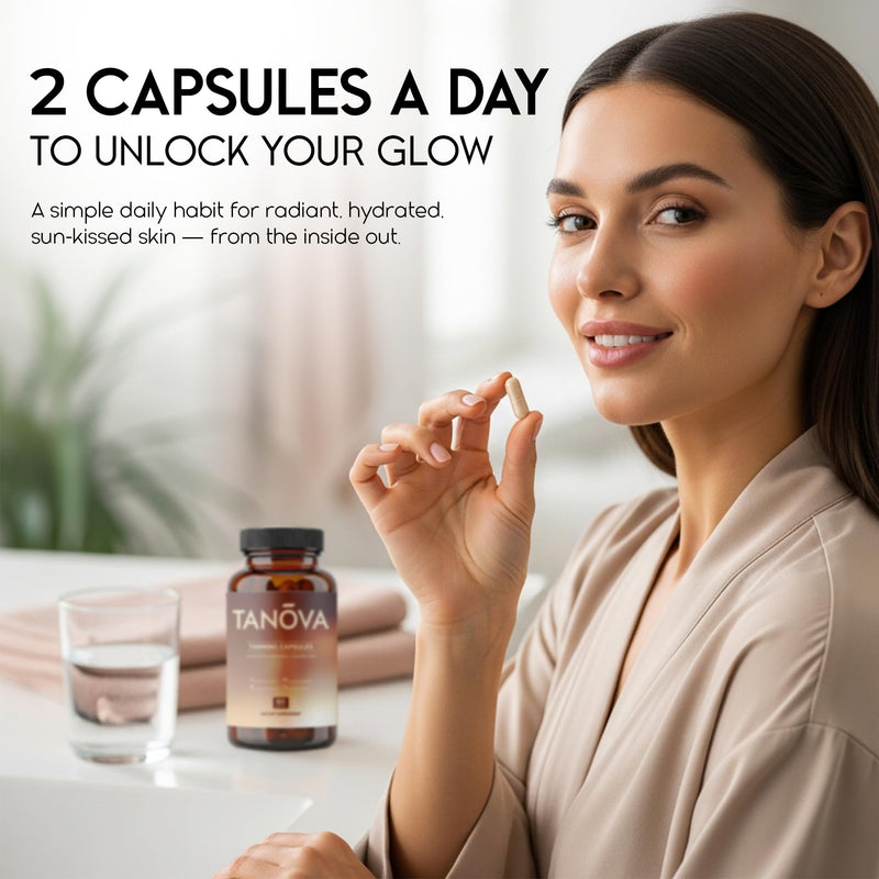 [Australia] - Tanova Tanning Pills ‚Äì Supports a Natural Golden Glow, Skin Resilience & Anti-Aging Against Sun-Induced Oxidative Stress ‚Äì with Astaxanthin, L-Tyrosine, Copper & Polypodium Leucotomos ‚Äì 60 Capsules 
