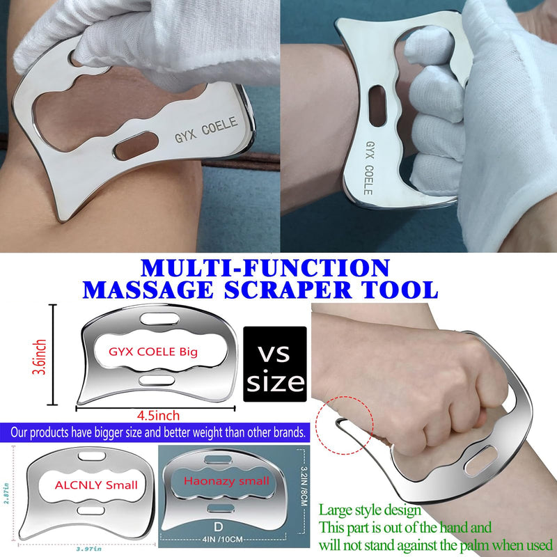 [Australia] - 4 in 1 Stainless Steel Gua Sha Muscle Scraper Tool, Professional IASTM Physical Therapy Tool Set for Massage and Scraping （4pcs Carry Bag） GYX COELE-10 