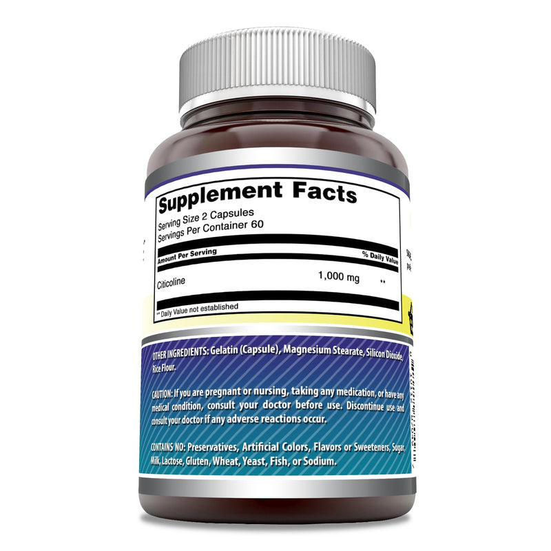 [Australia] - Amazing Formulas Citicoline Supplement | 1000 Mg Per Serving | Capsules | Non-GMO | Gluten-Free | Made in USA (1 Pack, 120 Count) 120 Count (Pack of 1) 