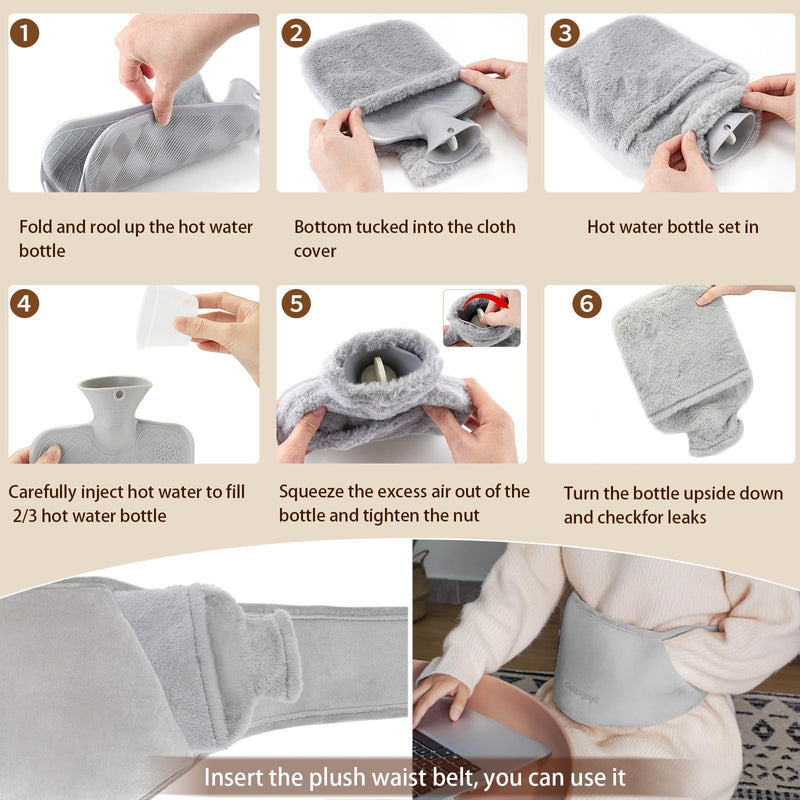 [Australia] - Ouxayapl hot water bottle belt 1.2 L, 3 in 1 hot water bottle with cover and soft waist cover, hot water bottle belt made of rubber, for back legs neck shoulder waist warming 