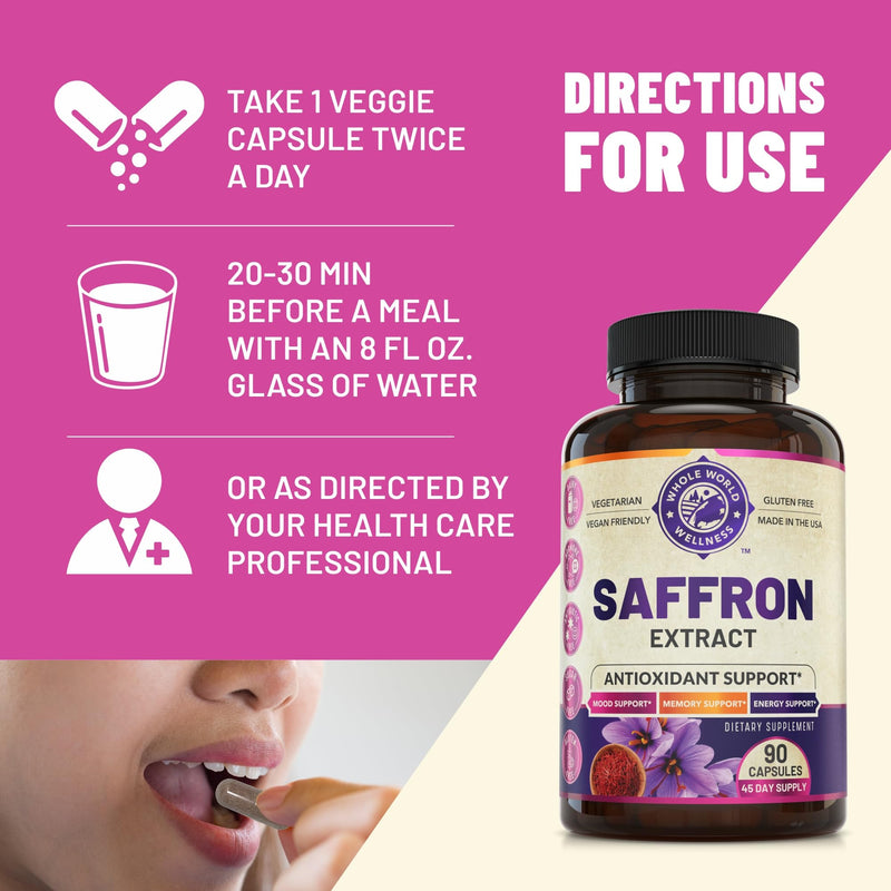 [Australia] - 100% Pure Saffron Extract - Supports Weight and Appetite Health, Mood, Focus, Memory, Digestion, Eye, Skin and Brain Health. NSF Certified Saffron Supplements for Women and Men, 45-Day Supply. 