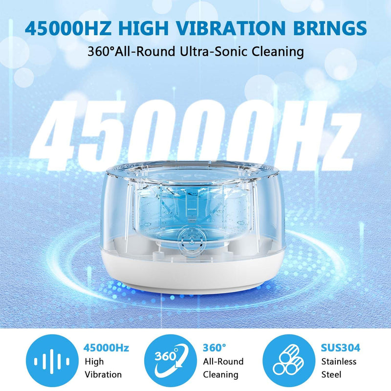 [Australia] - Ultrasonic Retainer Cleaner Machine 45kHz 200ml Portable Ultra Sonic Retainer Cleaner for Dental Retainer Mouth Guards Aligner Night Guard Braces Toothbrush Jewelry 
