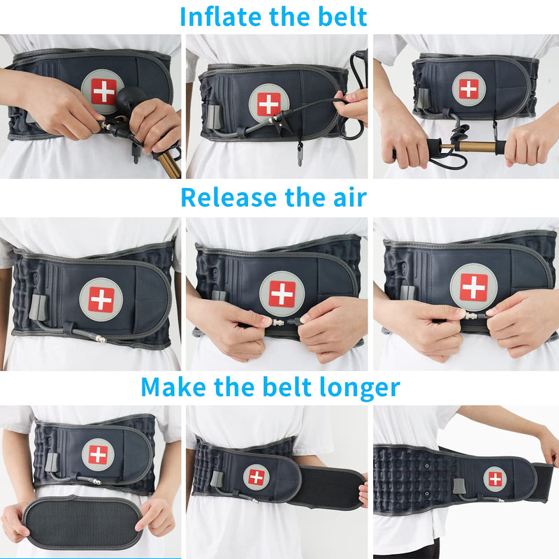 [Australia] - Decompression Back Belt - Lumbar Support Belt for Men & Women Lower Back Pain Relief, Back Traction Device Fits Waist Size 29-49 Inches (Blue) Blue One Size 