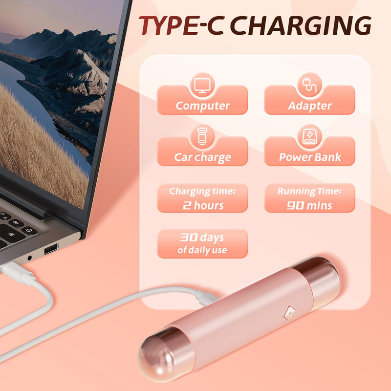 2 in1 Bikini Trimmer for Women, Dual-Head Electric Razor & Painless Hair Removal - Waterproof Cordless Lady Shaver for Body, Face Underarm, Intimate Areas, Facial Bikini Shaver (Pink) Pink