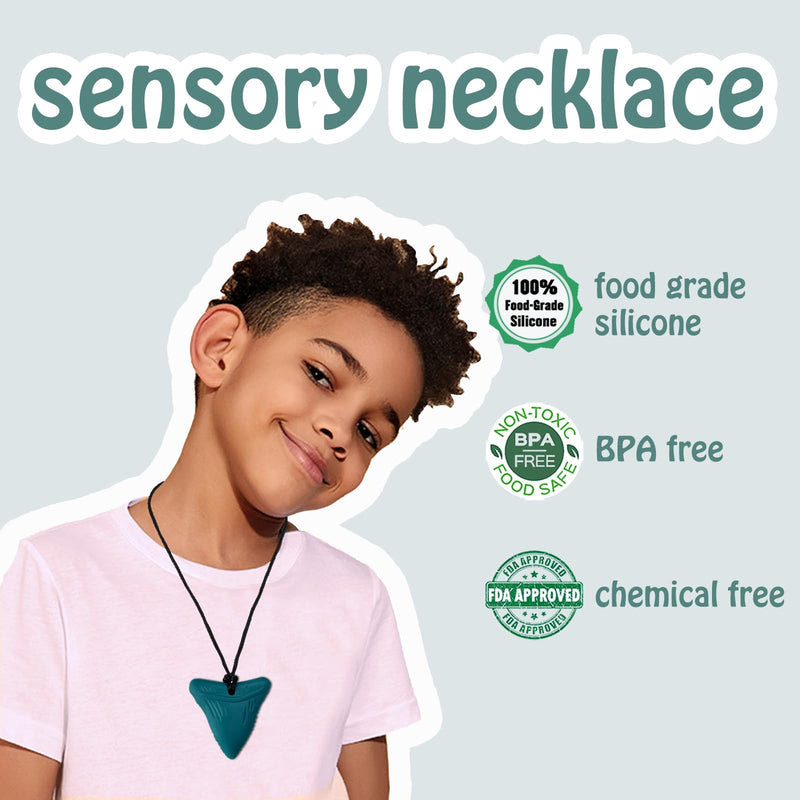 [Australia] - Chew Necklaces for Sensory Kids 6 Pack, Chewy Necklace Sensory Toys for Kids with Autism, ADHD, SPD, Silicone Boys Girls Chew Toys Teething Necklace Reduce Chewing Fidgeting 
