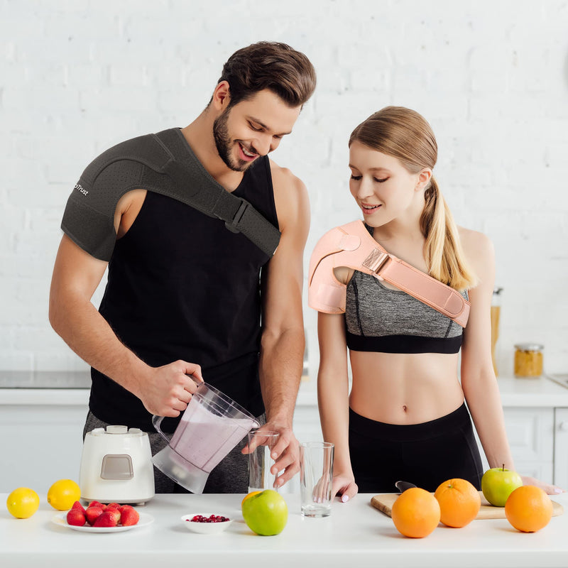 [Australia] - Suptrust Shoulder Brace for Men and Women, Adjustable Shoulder Brace for Pain Relief and Rotator Cuff Support, One Size Pink 