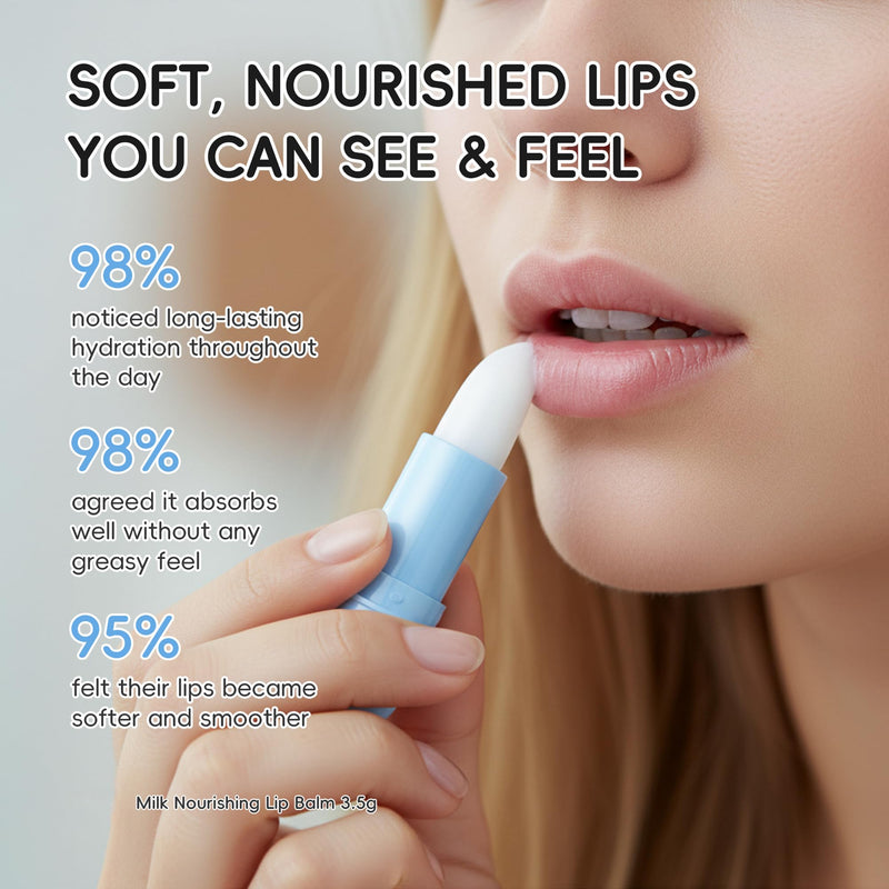 Milk Lip Balm Hydrating, Lip Moisturizer With Hyaluronic Acid, Shea Butter, Vitamin E, Skincare Overnight Lip Repair Stick Treatment Mask, 12hr Long-Lasting Moisture, Gifts for Women, 0.12 oz Transparent - Milk